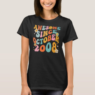 Groovy Retro Awesome Since 2008 14 Years Old 14th T-Shirt