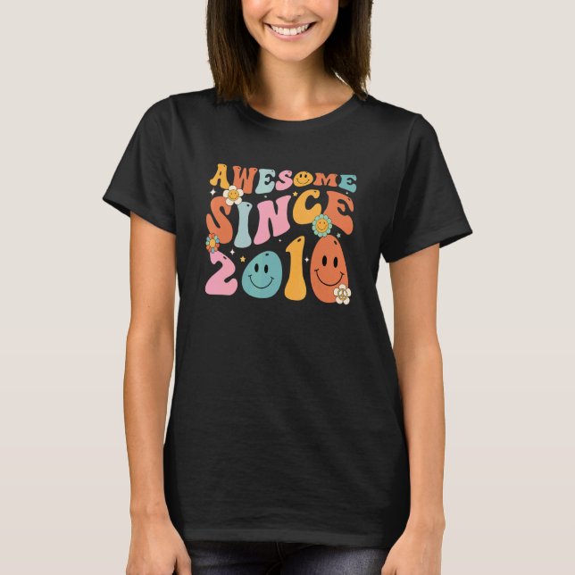 Groovy Retro Awesome Since 2010 12 Years Old 12th  T-Shirt (Front)