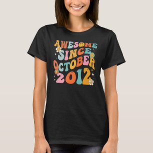 Groovy Retro Awesome Since 2012 10 Years Old 10th  T-Shirt