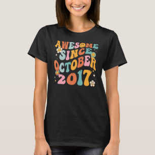 Groovy Retro Awesome Since 2017 5 Years Old 5th Bi T-Shirt