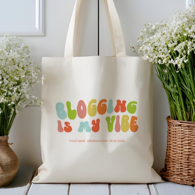 Groovy Retro Blogging is My Vibe, Blog, Blogger Tote Bag (Creator Uploaded)