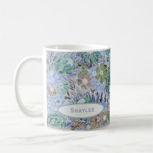 Groovy Retro Blue Protea And Daisy Mug