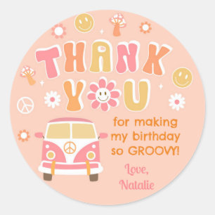Groovy Retro Boho Birthday Favor Stickers Labels
