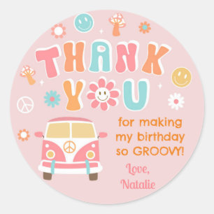 Groovy Retro Boho Birthday Favour Stickers Labels