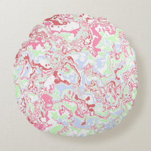 Groovy Retro Boho Eclectic Funky Colourful Marble  Round Cushion
