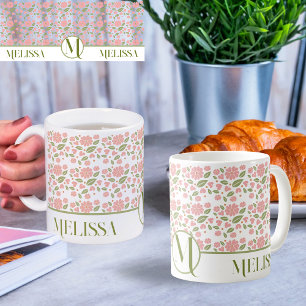 Groovy Retro Boho Pink Flowers Pattern Daisy Coffee Mug