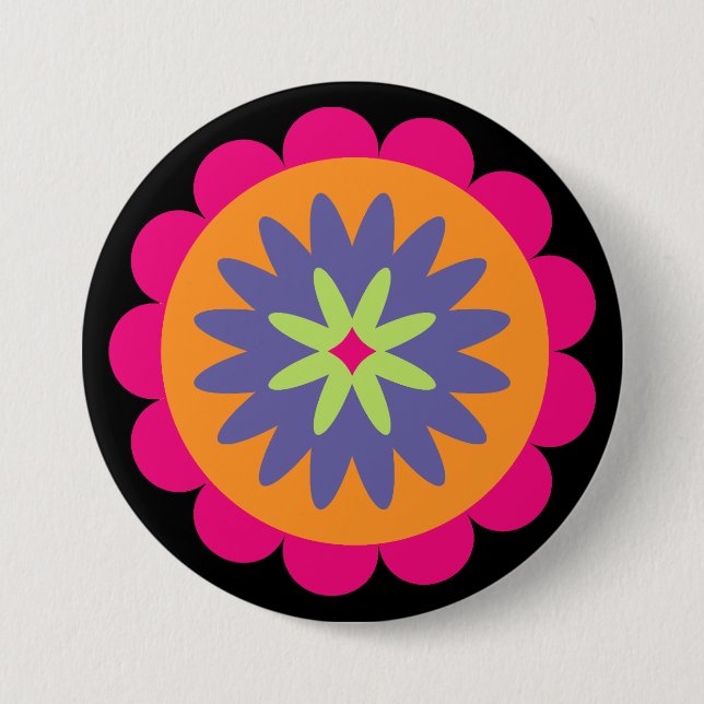 Groovy Retro Botanical Pattern Artwork 7.5 Cm Round Badge (Front)