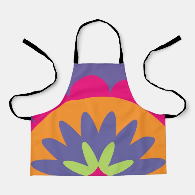 Groovy Retro Botanical Pattern Artwork Apron (Front)