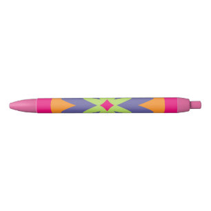 Groovy Retro Botanical Pattern Artwork Black Ink Pen