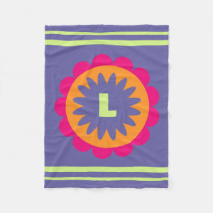 Groovy Retro Botanical Pattern Artwork Fleece Blanket