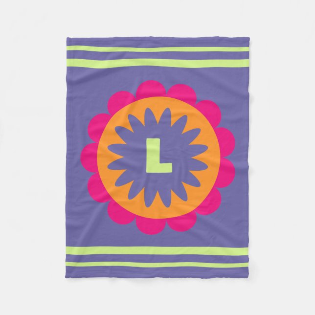 Groovy Retro Botanical Pattern Artwork Fleece Blanket (Front)