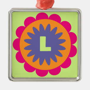 Groovy Retro Botanical Pattern Artwork Metal Ornament