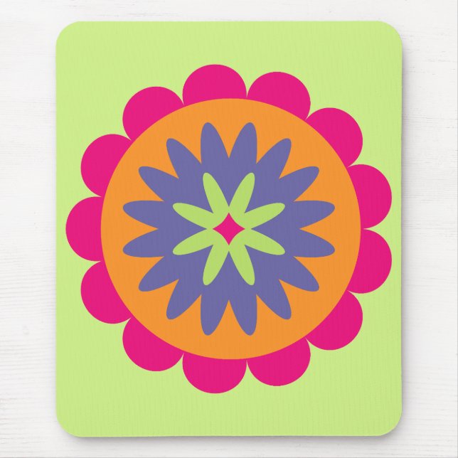 Groovy Retro Botanical Pattern Artwork Mouse Pad (Front)
