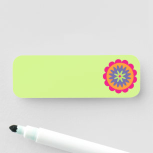 Groovy Retro Botanical Pattern Artwork Name Tag
