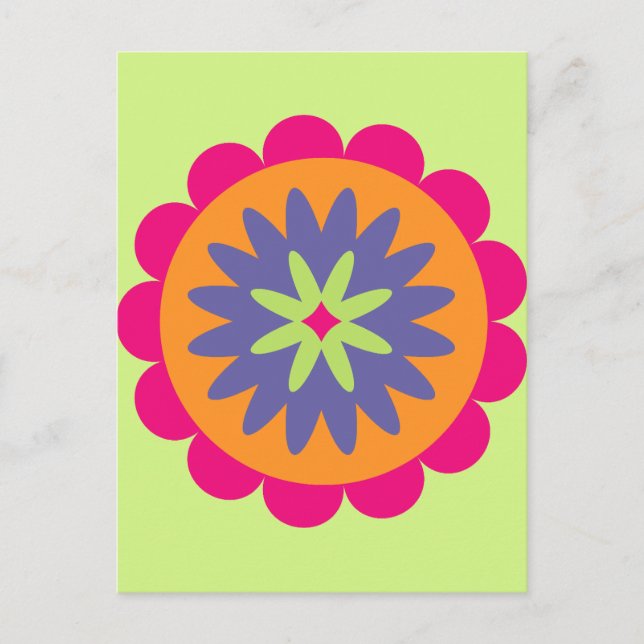 Groovy Retro Botanical Pattern Artwork Postcard (Front)