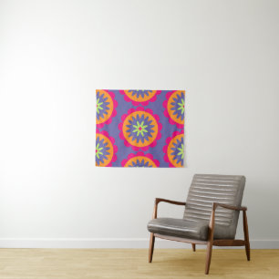 Groovy Retro Botanical Pattern Artwork Tapestry