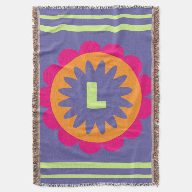 Groovy Retro Botanical Pattern Artwork Throw Blanket (Front Vertical)
