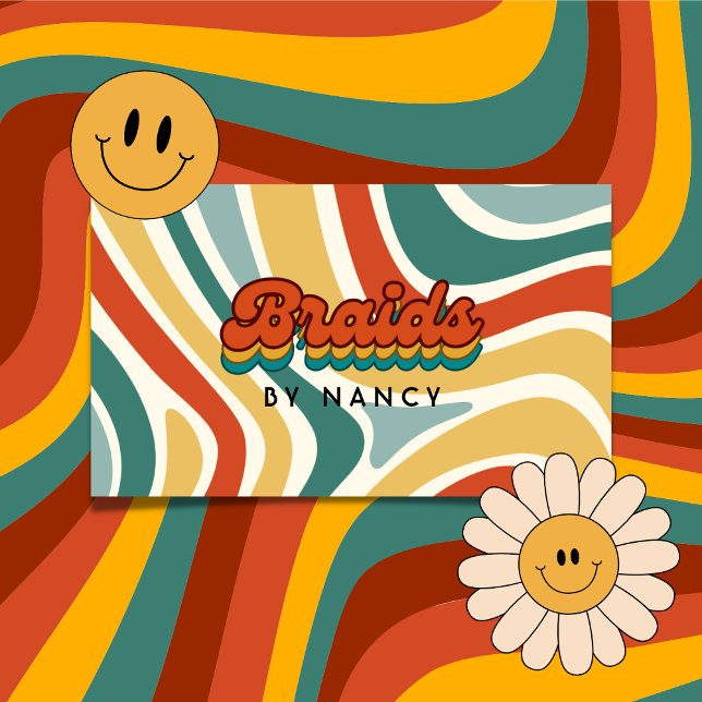 Groovy Retro Braids  Business Card (Creator Uploaded)