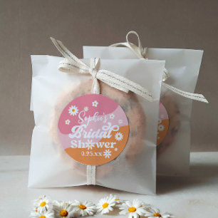 Groovy Retro Bridal Shower Hippie Favour Classic Round Sticker