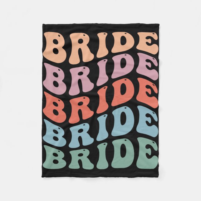 Groovy Retro Bride Bachelorette Party Bridal Bride Fleece Blanket (Front)