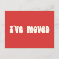 Groovy Retro Bright Red I've Moved New Address