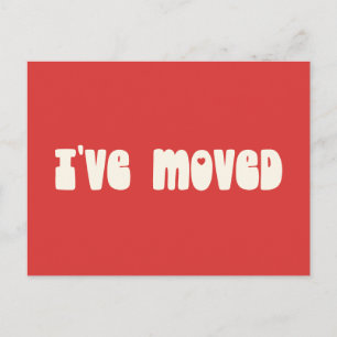 Groovy Retro Bright Red I've Moved New Address Postcard