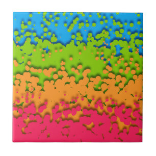 Groovy Retro Bubbly Trippy Funky Panromantic Pride Ceramic Tile