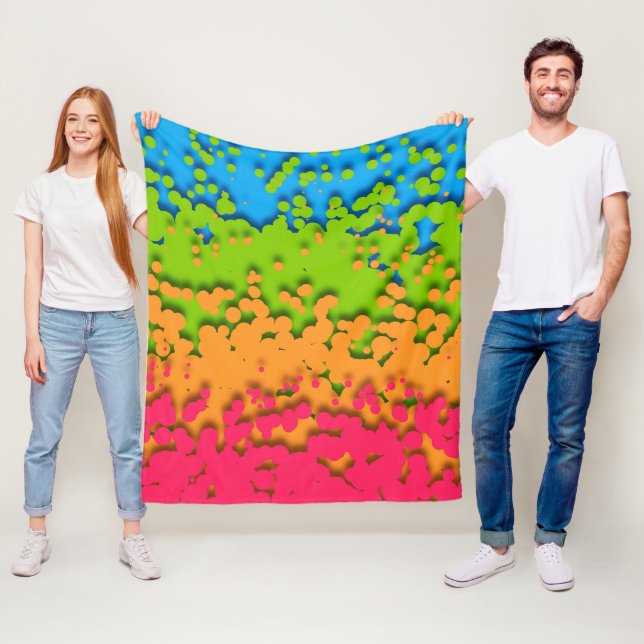 Groovy Retro Bubbly Trippy Funky Panromantic Pride Fleece Blanket (In Situ)