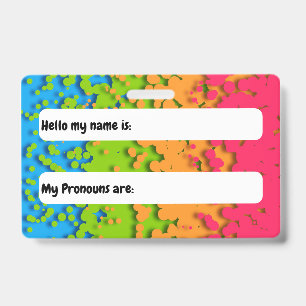 Groovy Retro Bubbly Trippy Funky Panromantic Pride ID Badge