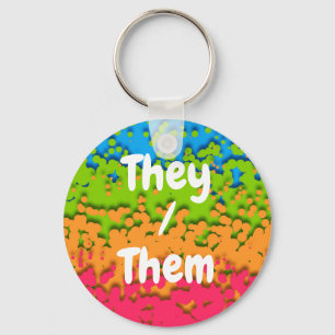 Groovy Retro Bubbly Trippy Funky Panromantic Pride Key Ring