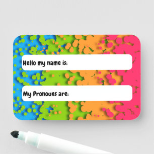 Groovy Retro Bubbly Trippy Funky Panromantic Pride Name Tag