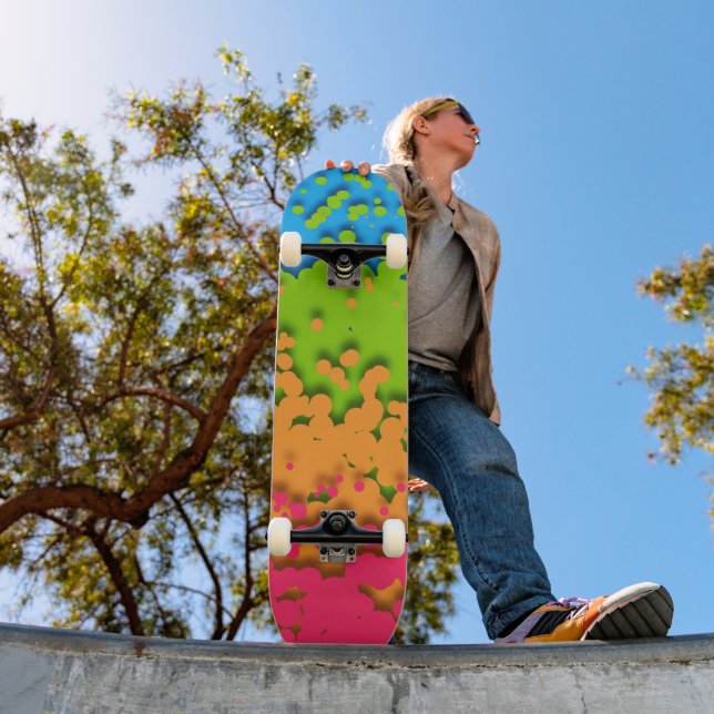 Groovy Retro Bubbly Trippy Funky Panromantic Pride Skateboard (Outdoor 1)
