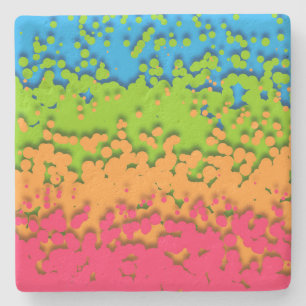 Groovy Retro Bubbly Trippy Funky Panromantic Pride Stone Coaster