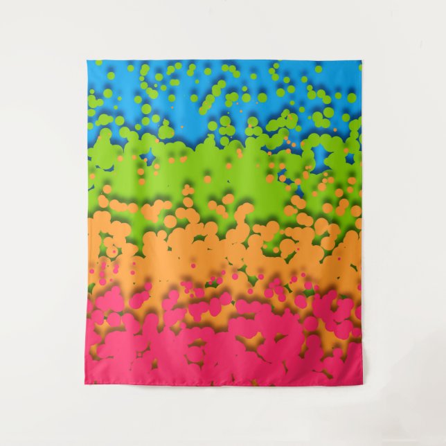 Groovy Retro Bubbly Trippy Funky Panromantic Pride Tapestry (Front)