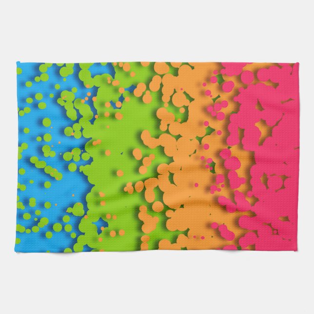 Groovy Retro Bubbly Trippy Funky Panromantic Pride Tea Towel (Horizontal)