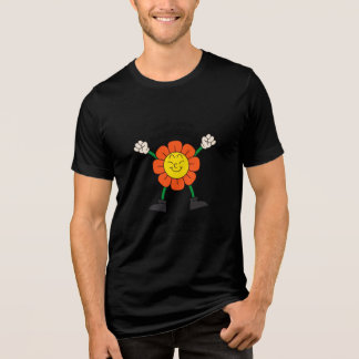 Groovy Retro Cartoon Flower Happy Life Quote Desig Tri-Blend Shirt