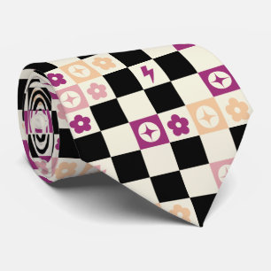 Groovy Retro Chequerboard, Y2K 90s  Tie