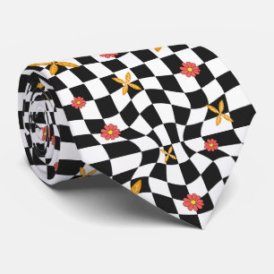 Groovy Retro Chequerboard, Y2K 90s  Tie