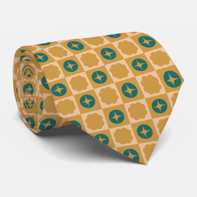 Groovy Retro Chequerboard, Y2K 90s  Tie (Rolled)