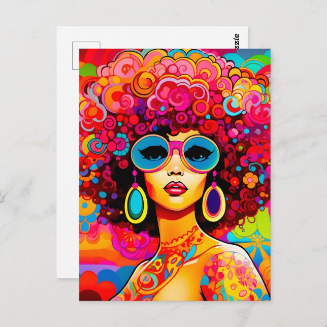 Groovy Retro Chic Floral Pop Art Postcard (Front/Back)