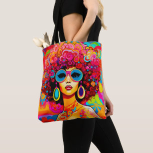 Groovy Retro Chic Floral Pop Art Tote Bag