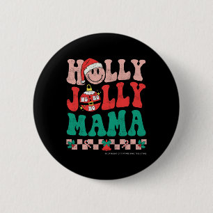Groovy Retro Christmas Hippie Have A Holly Xmas Jo 6 Cm Round Badge
