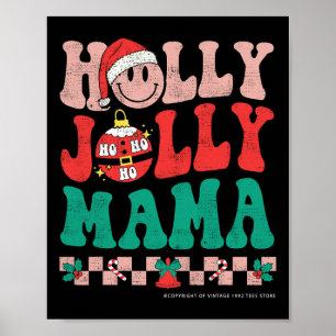 Groovy Retro Christmas Hippie Have A Holly Xmas Jo Poster
