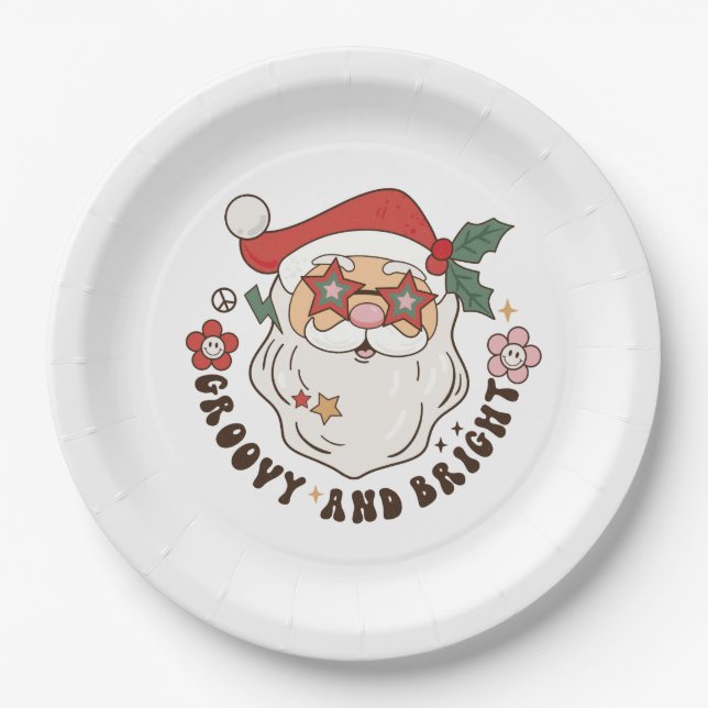 Groovy Retro Christmas  Paper Plates (Front)