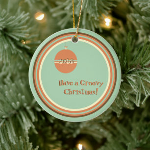 Groovy Retro Christmas with Ornament and Date