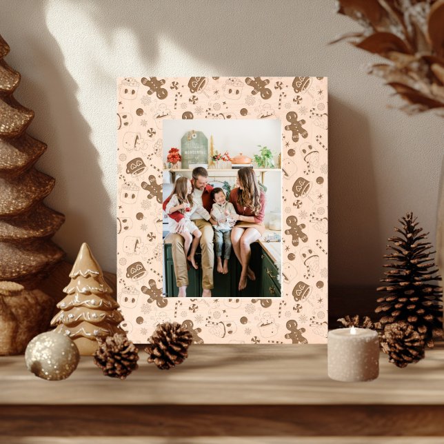 Groovy Retro Christmas Wooden  Etched Frames (Groovy Gingerbread Laser Etched Frame)