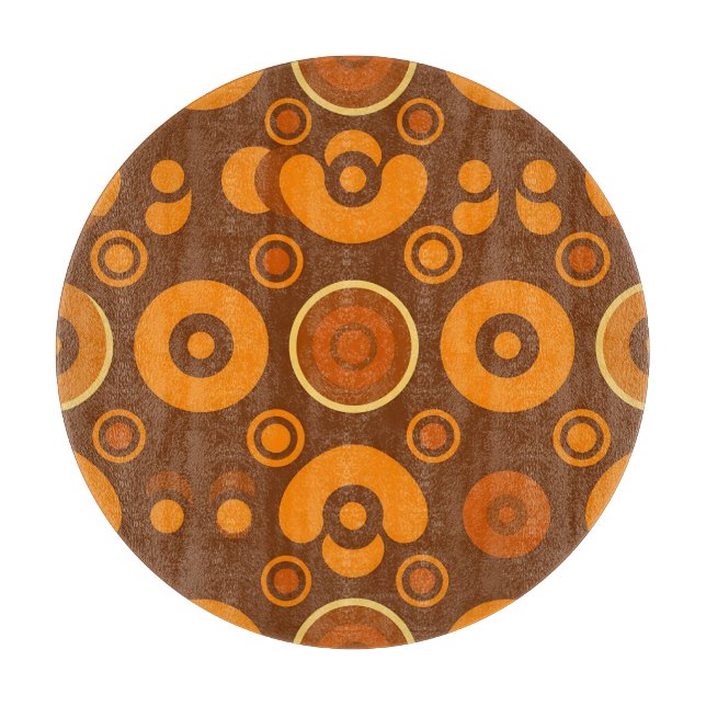 Groovy Retro Circles Abstract Pattern 1970s  Cutting Board (Front)