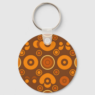 Groovy Retro Circles Abstract Pattern 1970s Key Ring