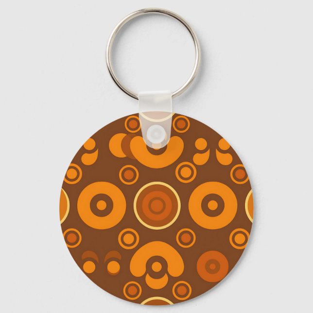Groovy Retro Circles Abstract Pattern 1970s  Key Ring (Front)