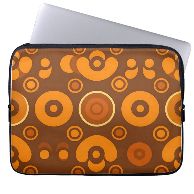 Groovy Retro Circles Abstract Pattern 1970s  Laptop Sleeve (Front)